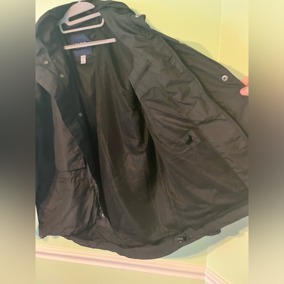 Button Down Windbreaker Jacket Men's Basic Editions Brand Black w/ hood. L. NWT. - Picture 6 of 13